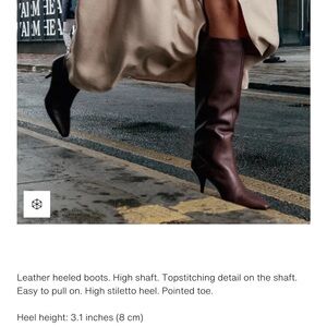 Zara Elegant Burgundy Leather Heeled Boots NWT